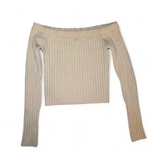 Aerie ribbed off shoulder cropped sweater